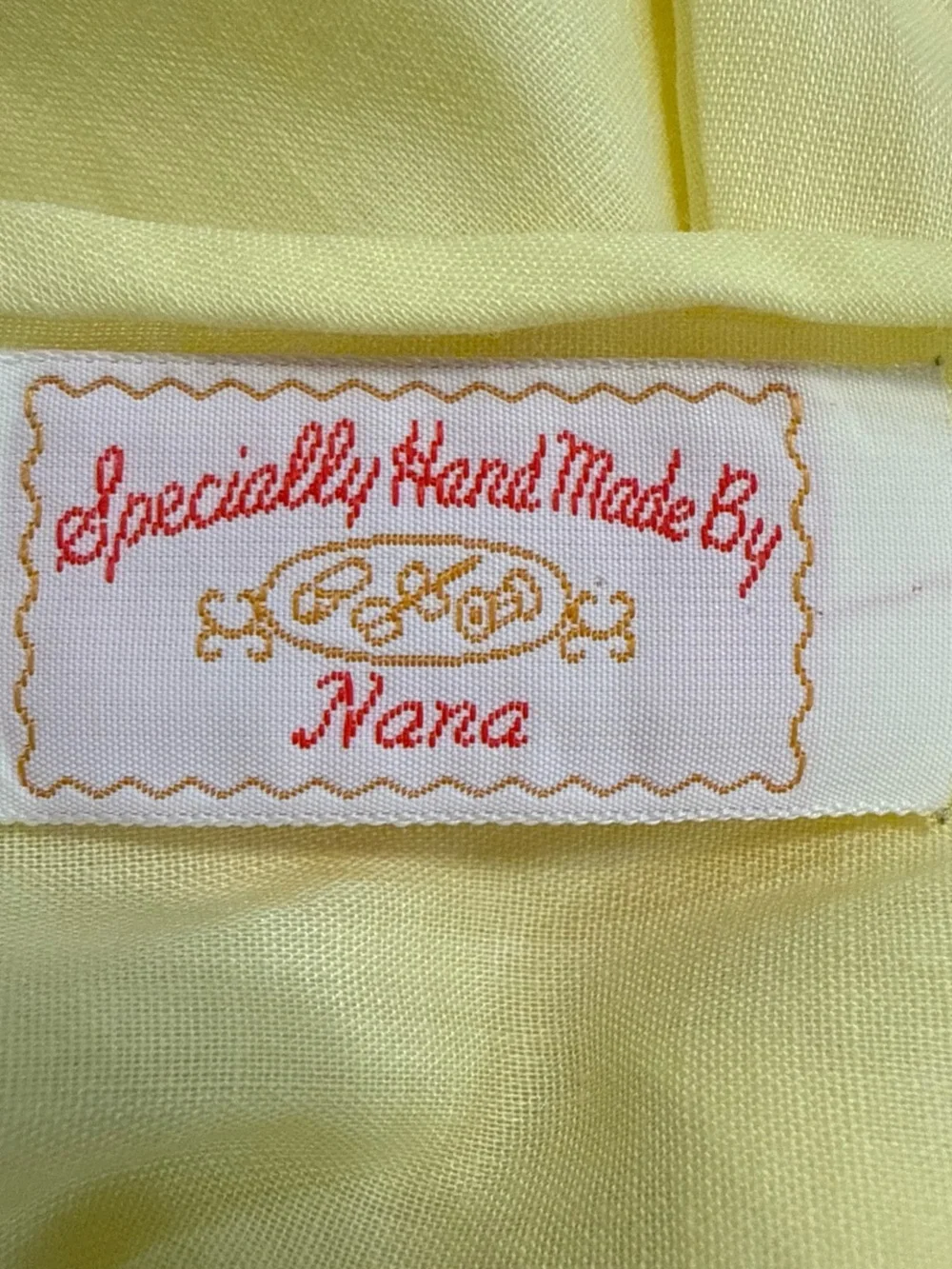 Vintage Handmade Baby Girl Pastel Yellow Long Sleeve Long Gown Embroidered